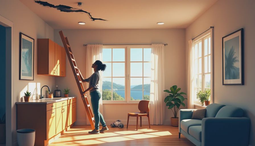 Visual context for how to fix a sagging ceiling