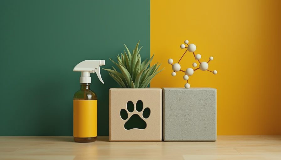 Visual context for enzymatic cleaner for pet stains on concrete